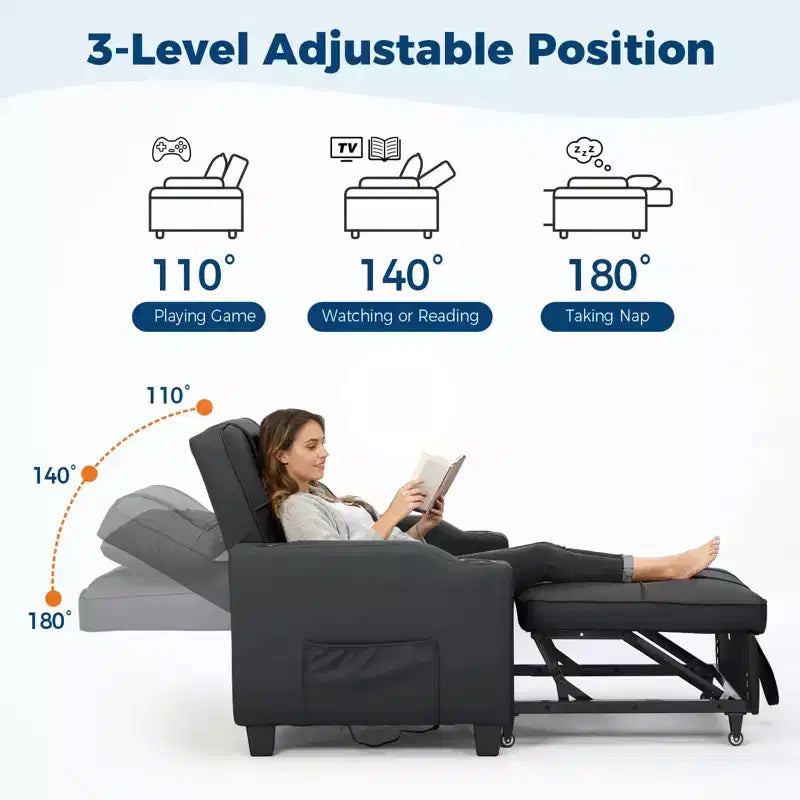 Fauteuil Convertible Lit 3-en-1 Moderne avec Port USB