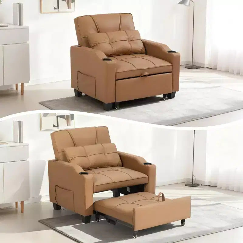 Fauteuil Convertible Lit 3-en-1 Moderne avec Port USB