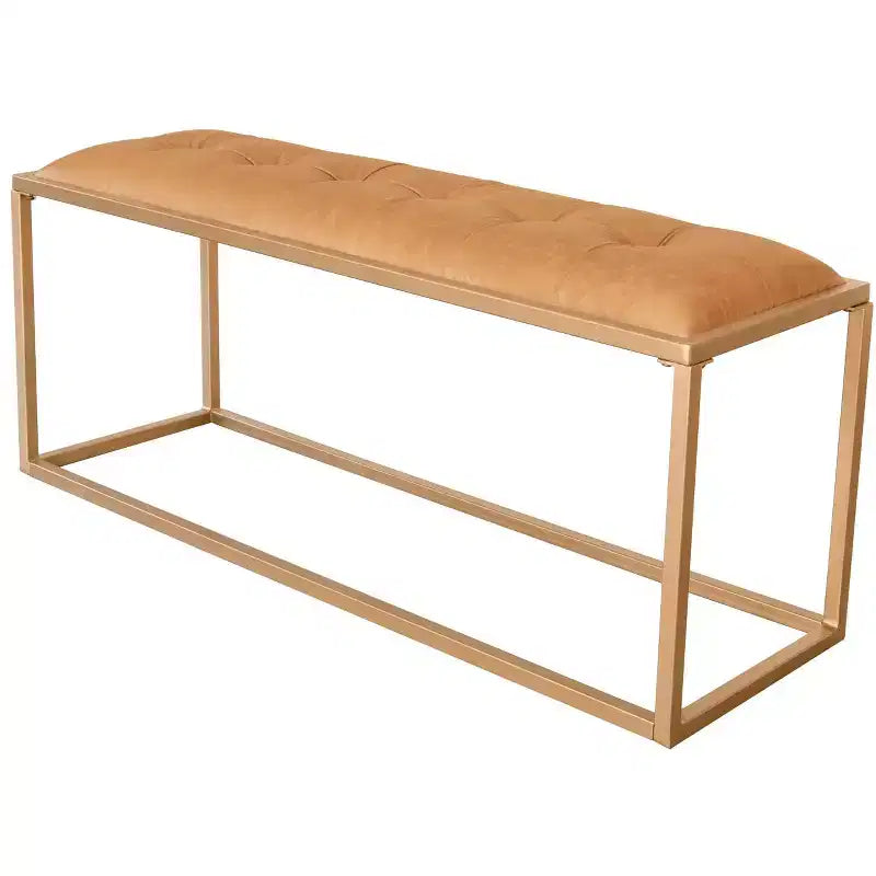 Banc de chambre tapissé marron et or