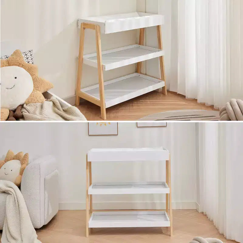 Table à langer moderne avec matelas imperméable et 2 étagères de rangement