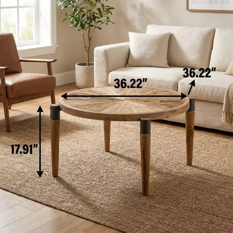 Table basse ronde en bois de bout (grain radial)