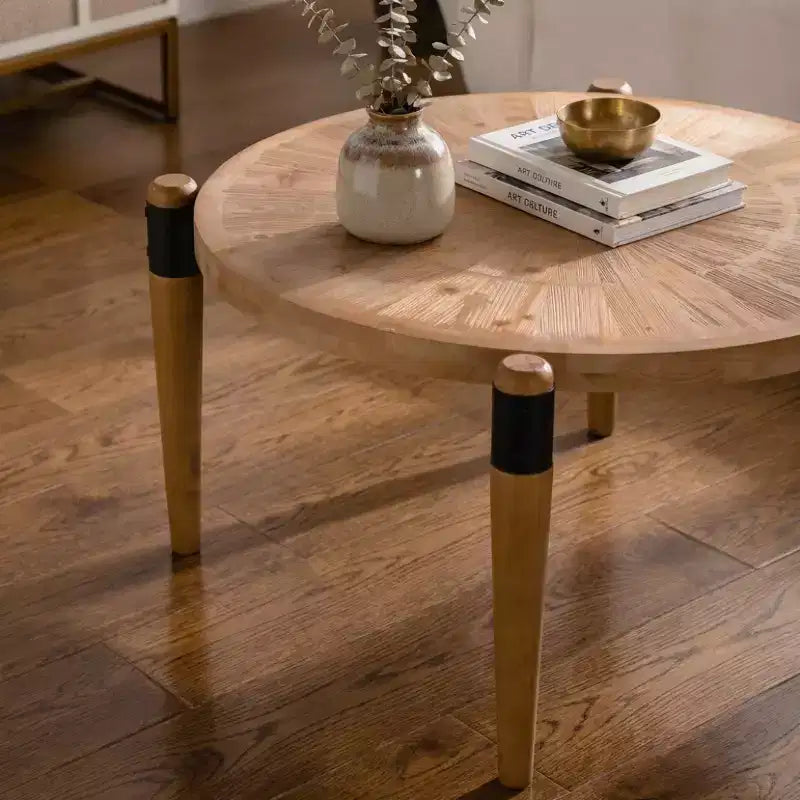 Table basse ronde en bois de bout (grain radial)