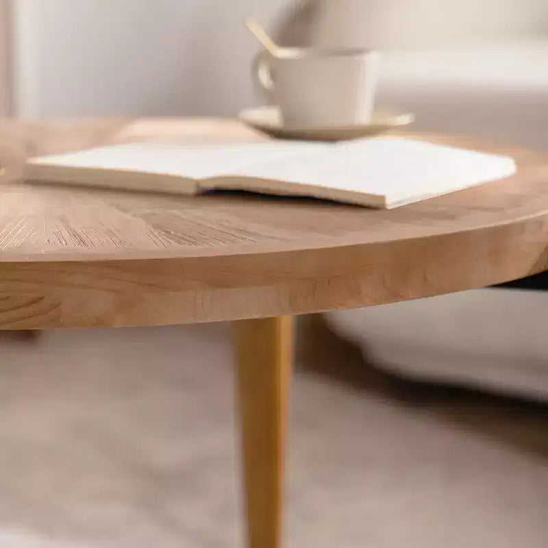 Table basse ronde en bois de bout (grain radial)
