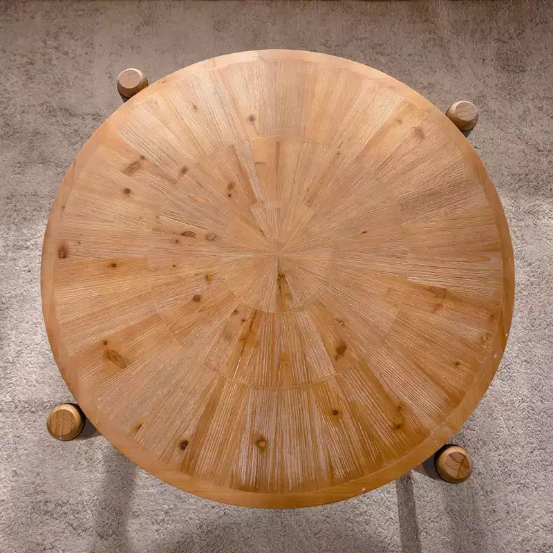 Table basse ronde en bois de bout (grain radial)