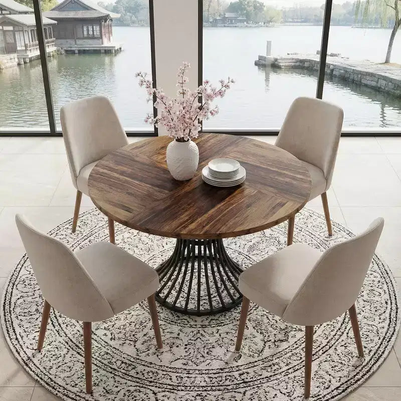 Base de table de salle à manger polyvalente en forme de sablier rond de style rustique