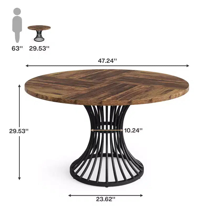 Base de table de salle à manger polyvalente en forme de sablier rond de style rustique