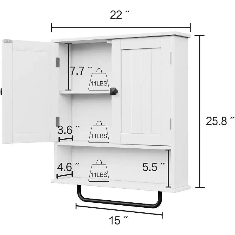 Meuble haut de salle de bain avec porte-serviettes et étagère réglable