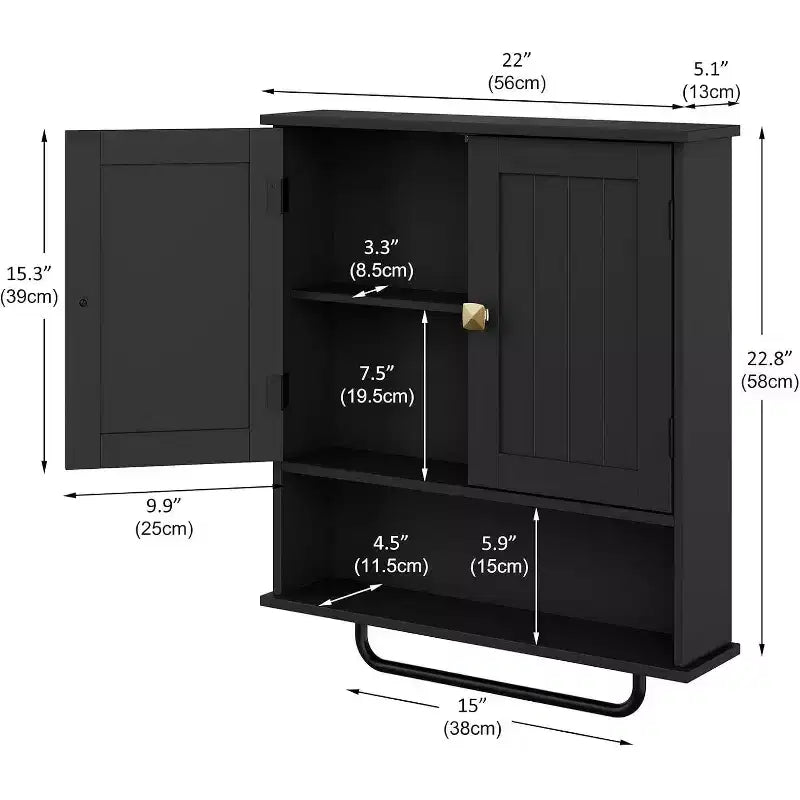 Meuble haut de salle de bain avec porte-serviettes et étagère réglable
