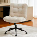 Criss Cross Chair with Wheels Dual-Layer Thickened Cushion Premium Fabric Morden Home Vanity Chair Wide Seat Ivory Beige