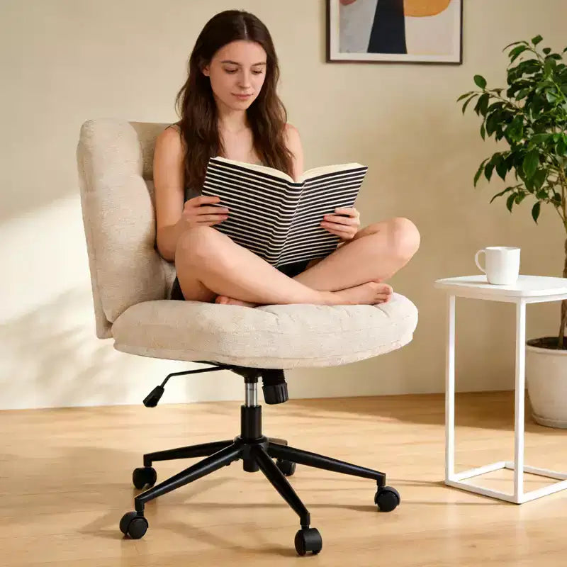 Chaise de Coiffeuse Moderne à Roulettes avec Coussin Épais Double Couche en Tissu de Qualité Supérieure