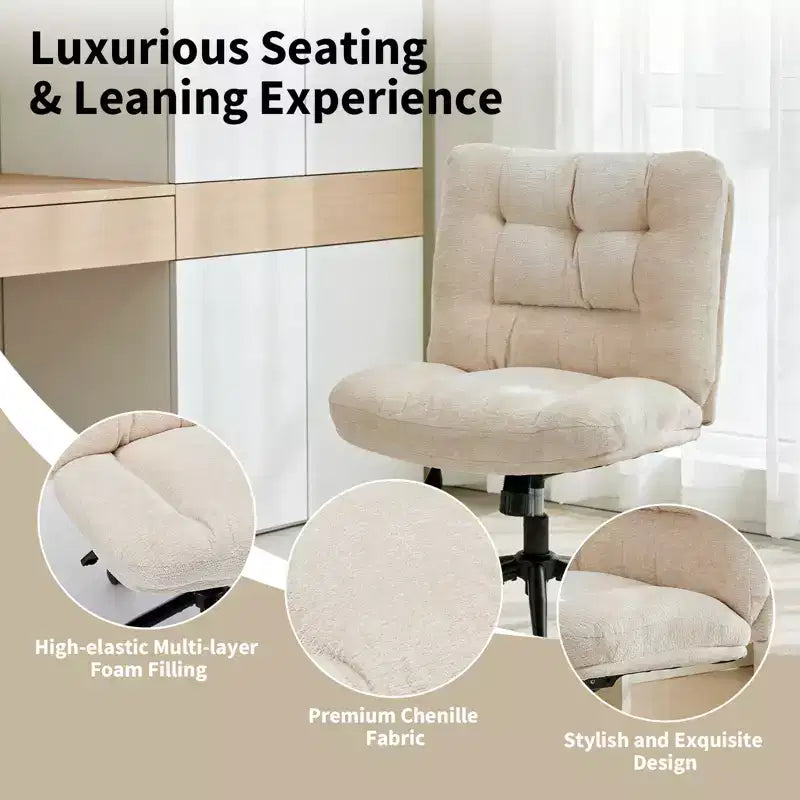 Chaise de Coiffeuse Moderne à Roulettes avec Coussin Épais Double Couche en Tissu de Qualité Supérieure