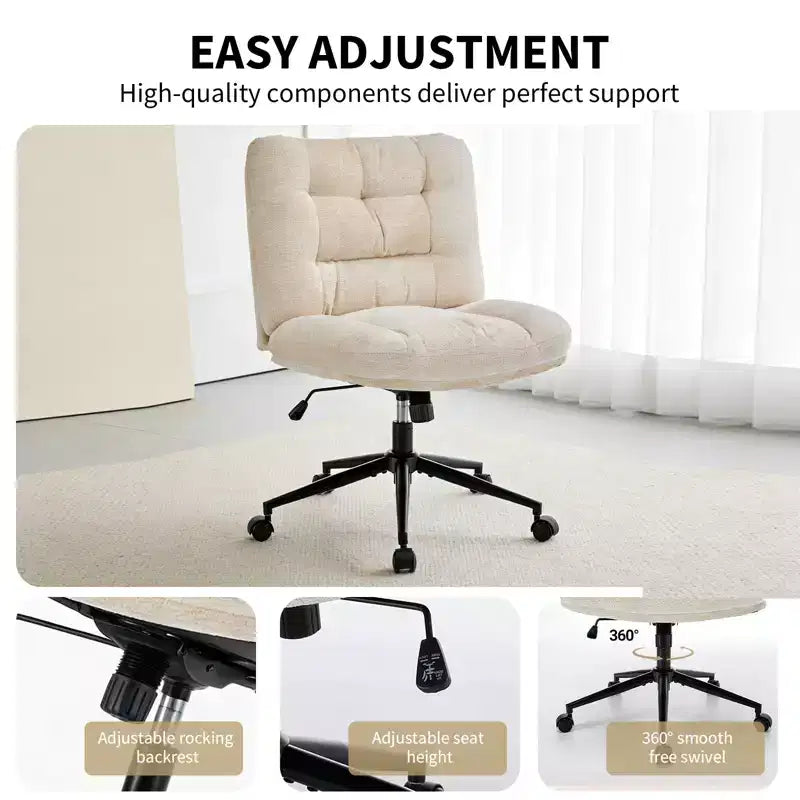 Chaise de Coiffeuse Moderne à Roulettes avec Coussin Épais Double Couche en Tissu de Qualité Supérieure