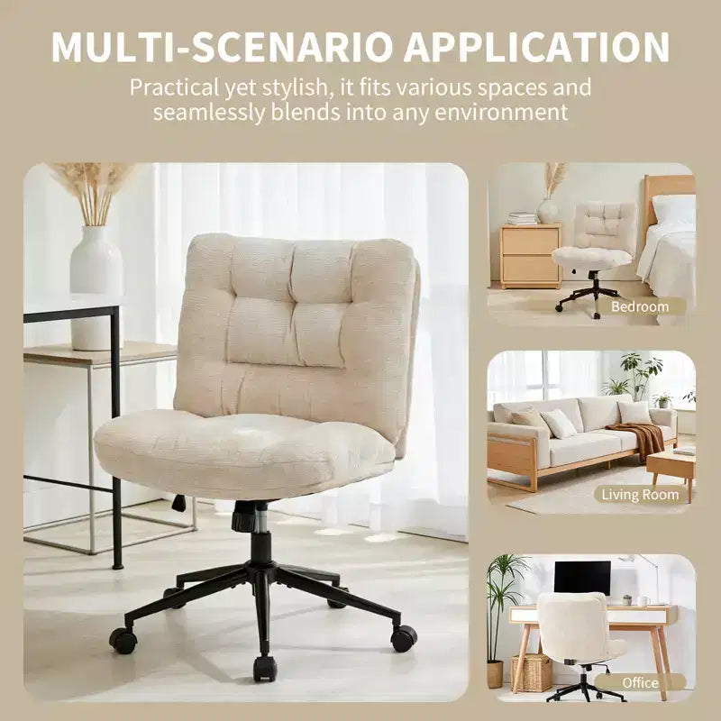 Chaise de Coiffeuse Moderne à Roulettes avec Coussin Épais Double Couche en Tissu de Qualité Supérieure