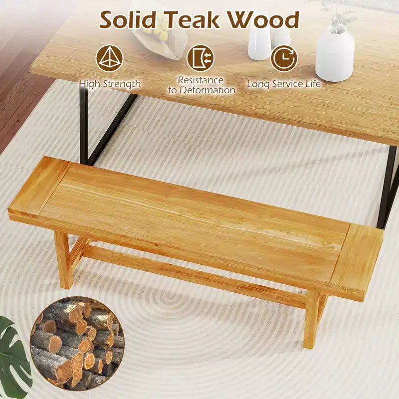 Banc en bois massif rustique de style ferme, étroit