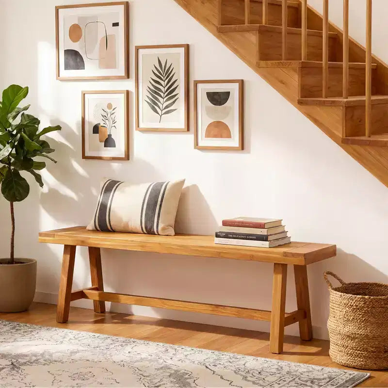Banc en bois massif rustique de style ferme, étroit