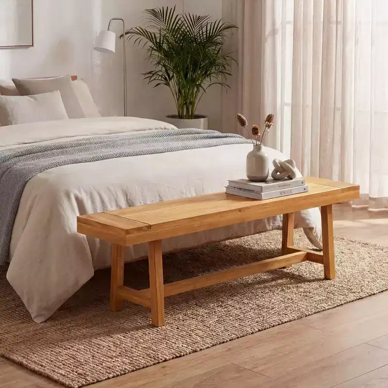 Banc en bois massif rustique de style ferme, étroit