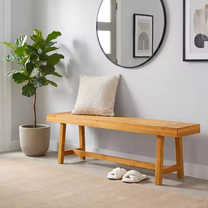 Banc en bois massif rustique de style ferme, étroit