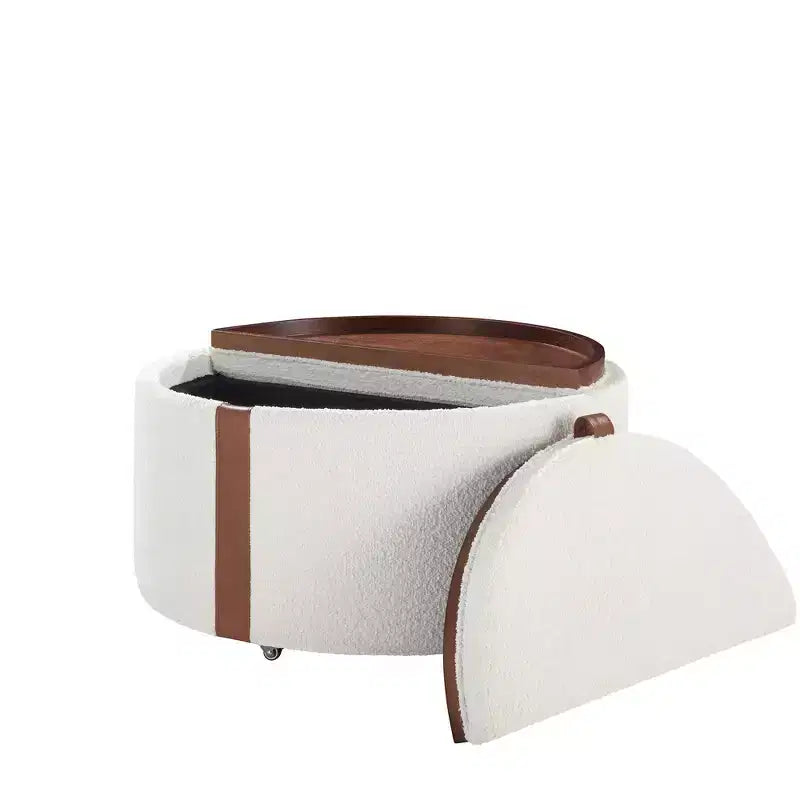 Pouf de rangement rond moderne, Pouf roulant, Pouf table basse