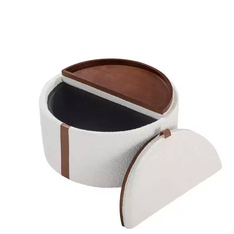 Pouf de rangement rond moderne, Pouf roulant, Pouf table basse