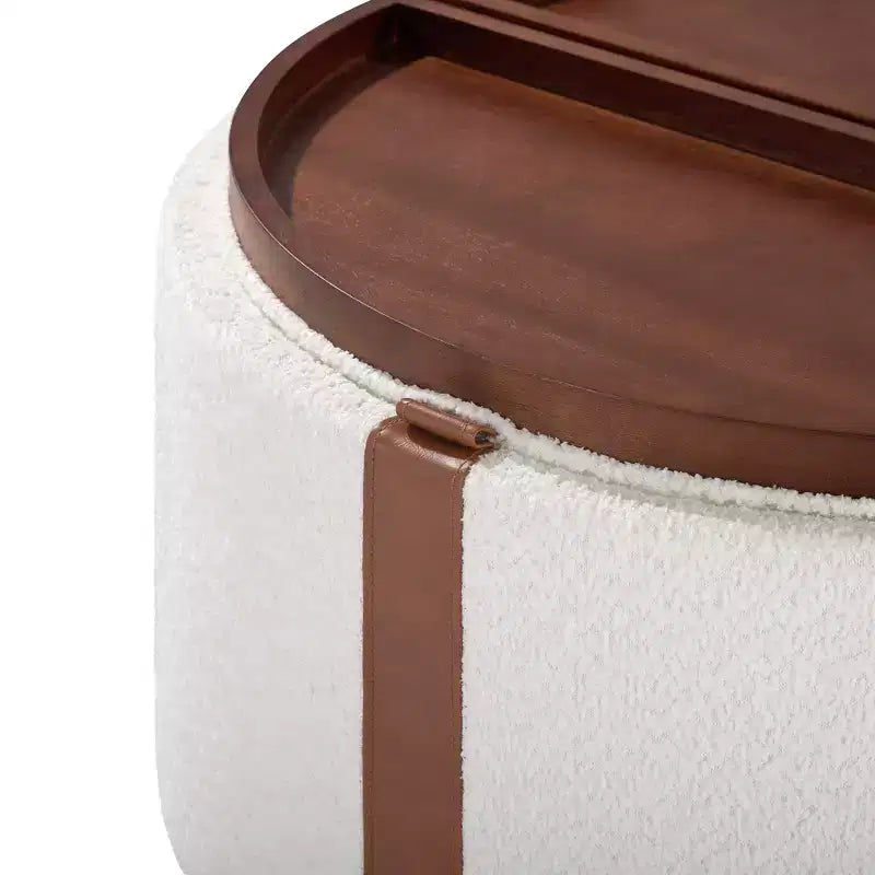 Pouf de rangement rond moderne, Pouf roulant, Pouf table basse