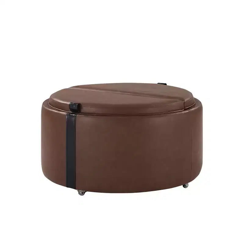 Pouf de rangement rond moderne, Pouf roulant, Pouf table basse