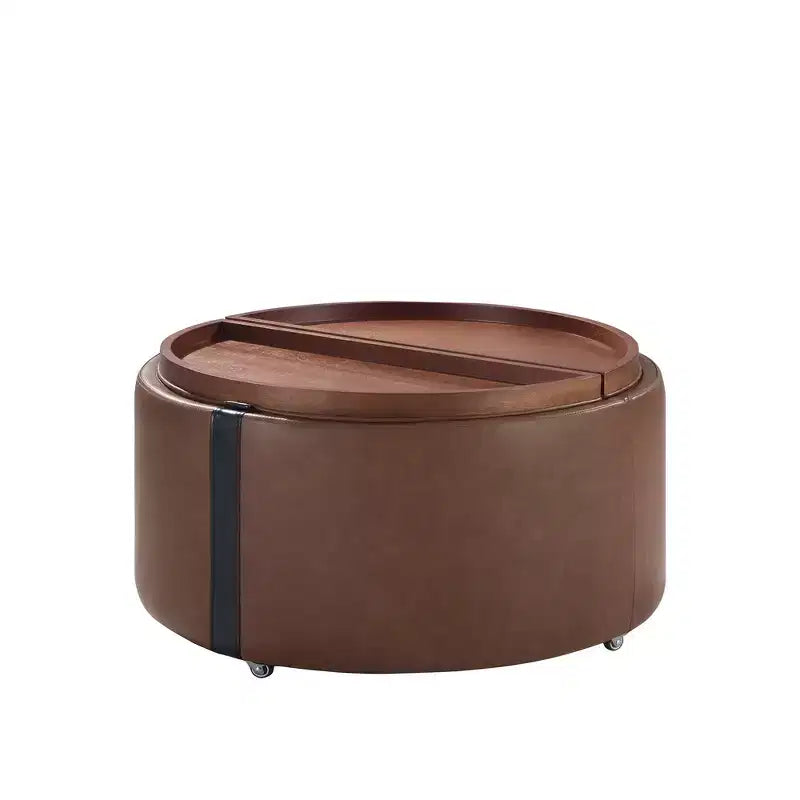 Pouf de rangement rond moderne, Pouf roulant, Pouf table basse