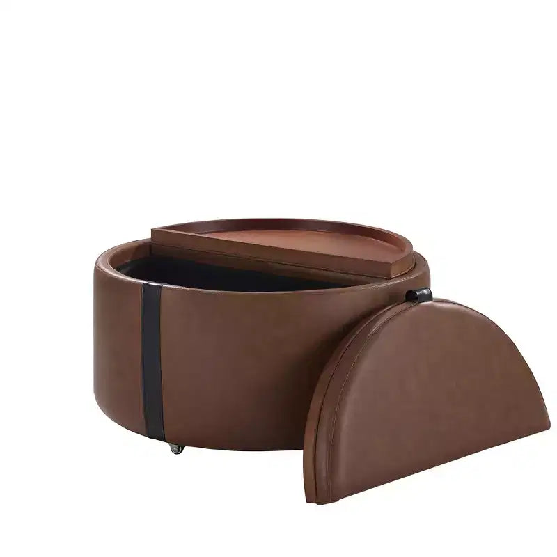 Pouf de rangement rond moderne, Pouf roulant, Pouf table basse