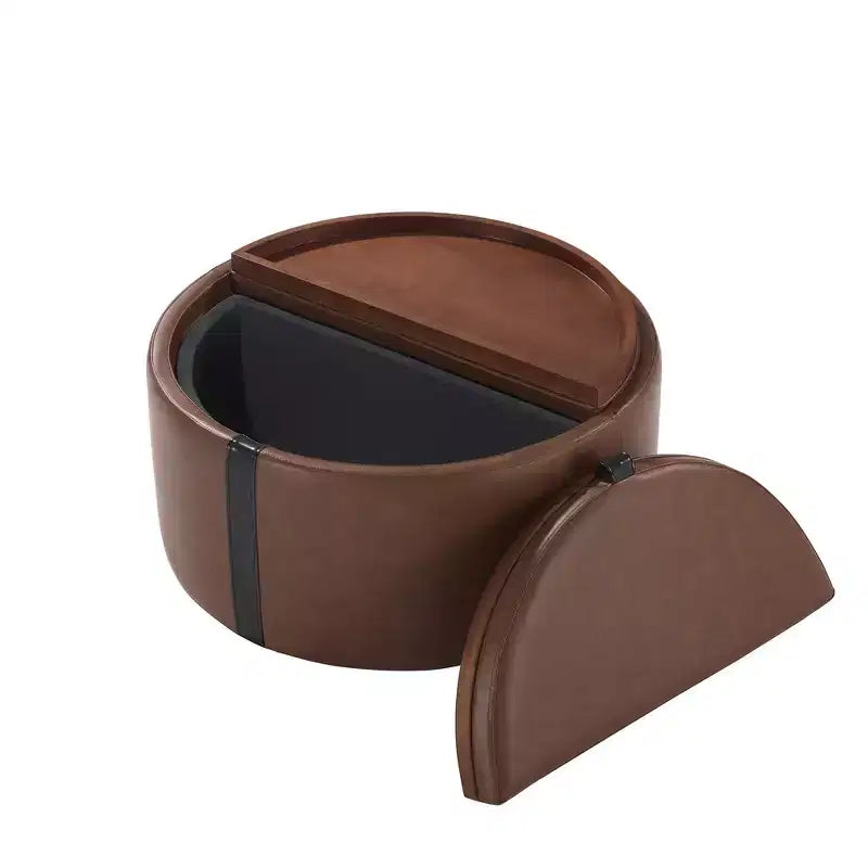Pouf de rangement rond moderne, Pouf roulant, Pouf table basse