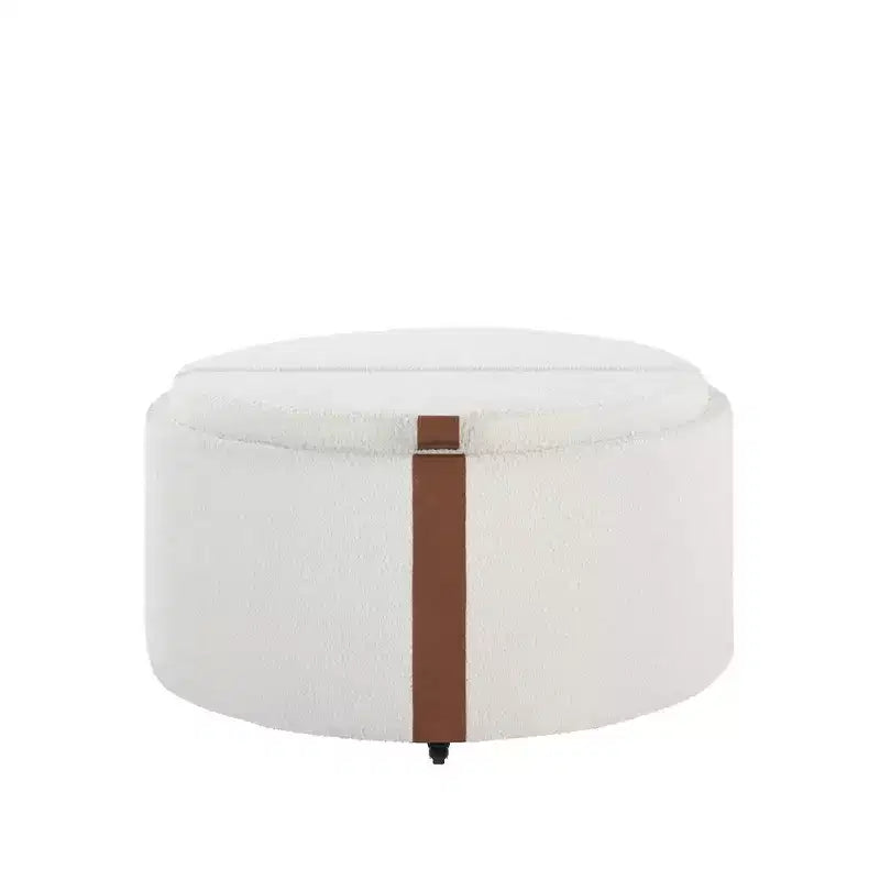 Pouf de rangement rond moderne, Pouf roulant, Pouf table basse