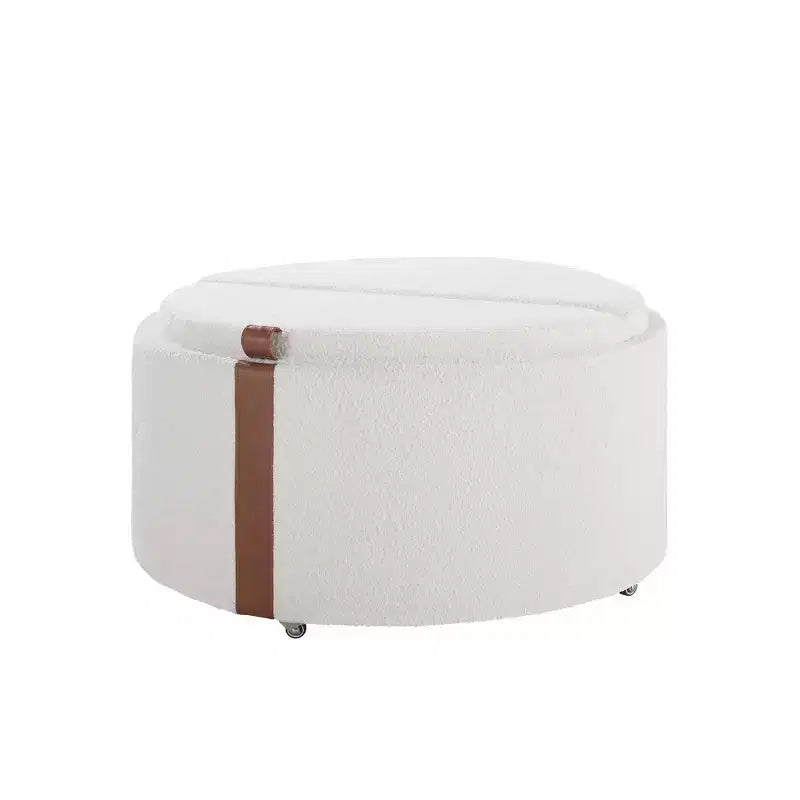 Pouf de rangement rond moderne, Pouf roulant, Pouf table basse