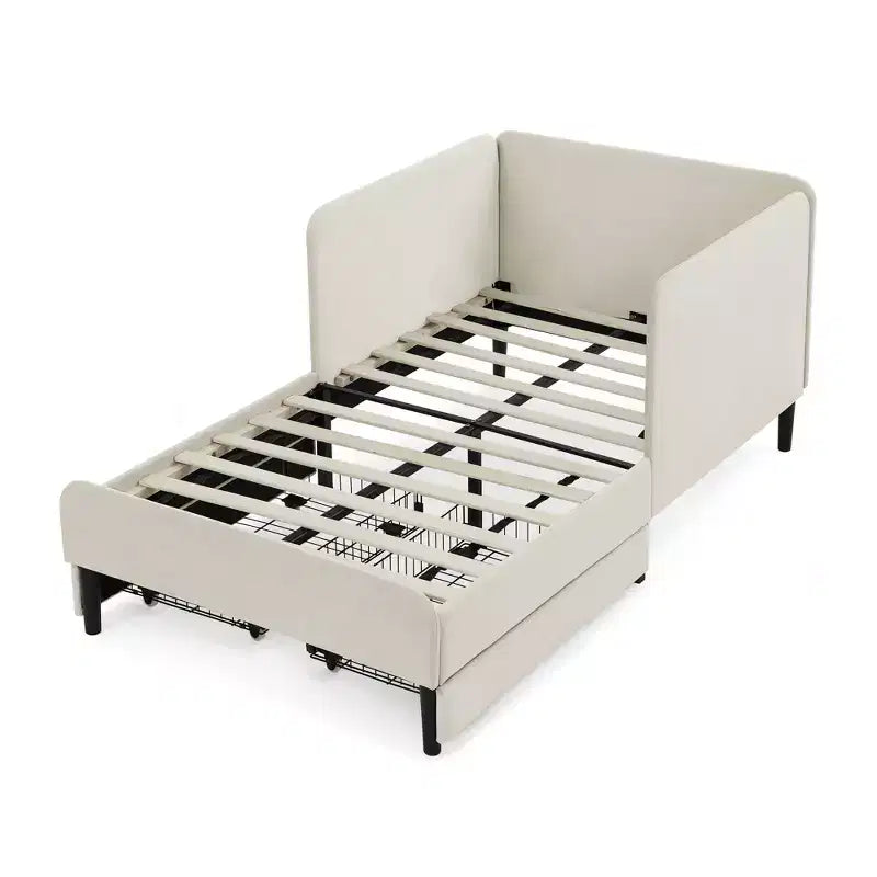 Lit de repos en velours avec cadre de lit plate-forme et 2 tiroirs, canapé-lit réglable
