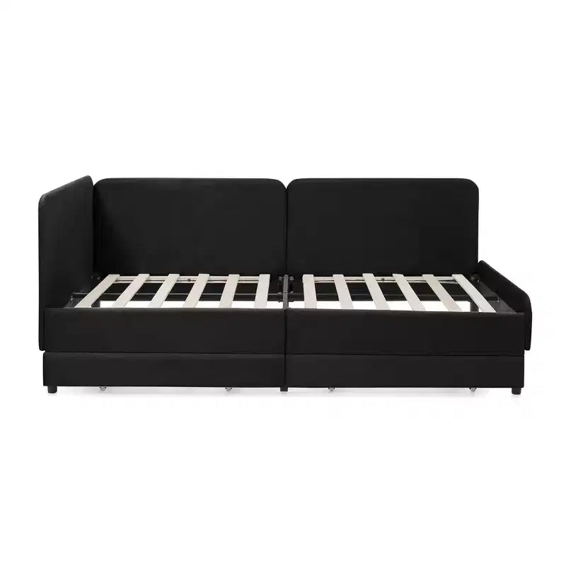 Lit de repos en velours avec cadre de lit plate-forme et 2 tiroirs, canapé-lit réglable