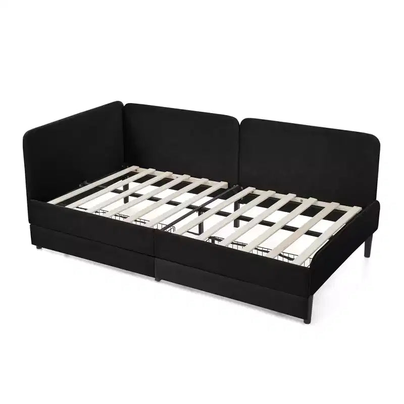 Lit de repos en velours avec cadre de lit plate-forme et 2 tiroirs, canapé-lit réglable