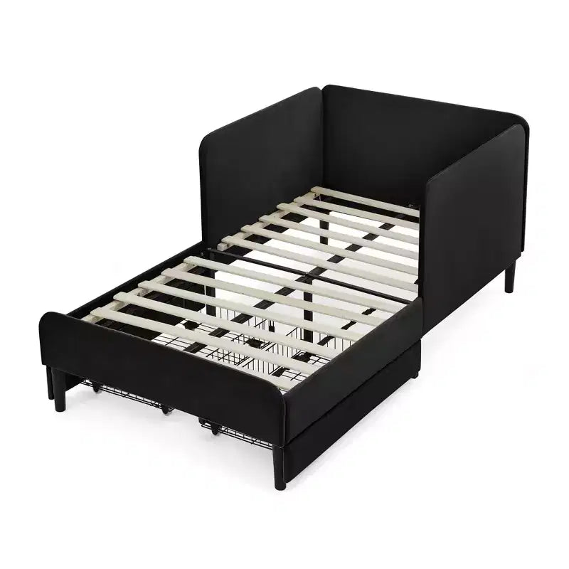 Lit de repos en velours avec cadre de lit plate-forme et 2 tiroirs, canapé-lit réglable