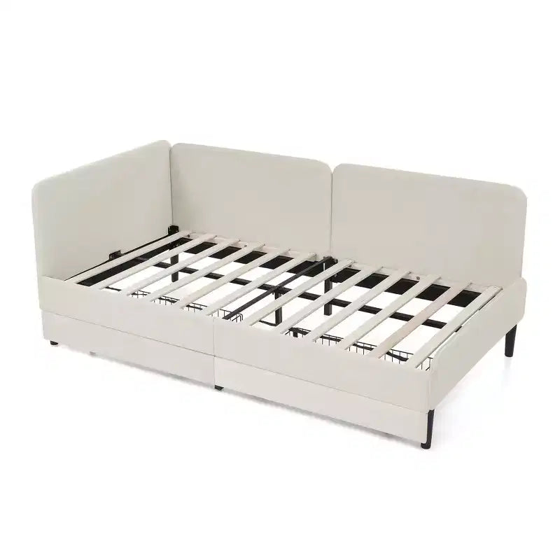 Lit de repos en velours avec cadre de lit plate-forme et 2 tiroirs, canapé-lit réglable