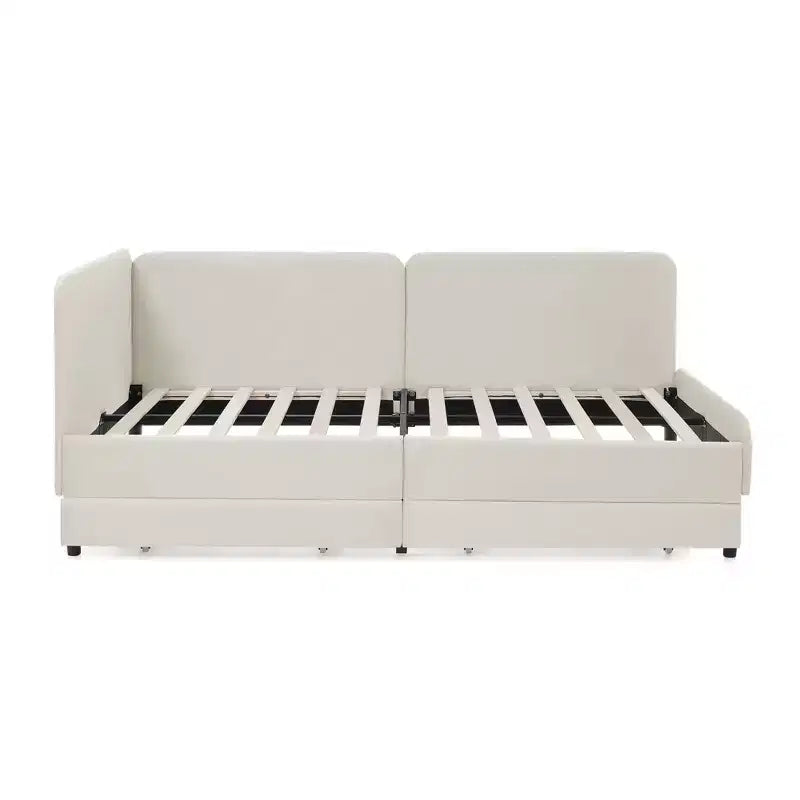Lit de repos en velours avec cadre de lit plate-forme et 2 tiroirs, canapé-lit réglable