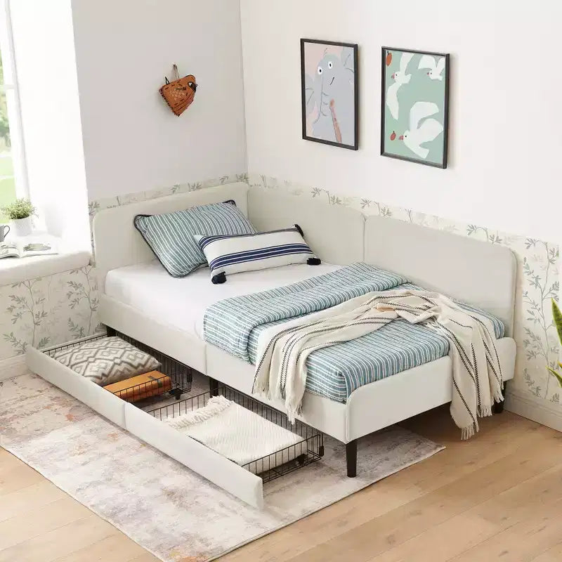 Twin/Full Size Daybed Velvet Platform Bed Frame with 2 Drawers Adjustable Sofa Bed - ModernLuxe