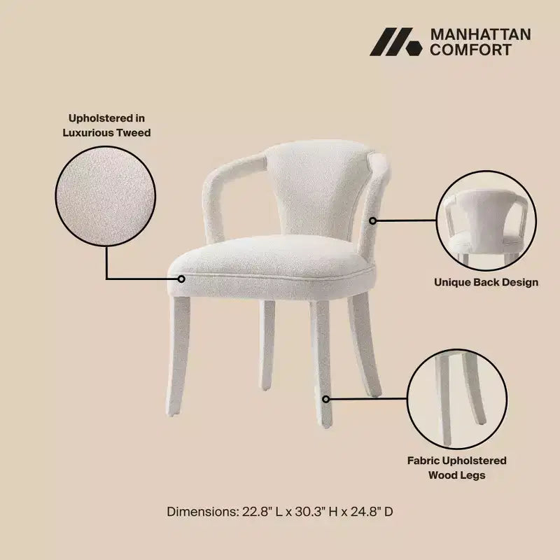 Ensemble confort de 2 chaises de salle à manger modernes en tweed rembourrées avec accoudoirs