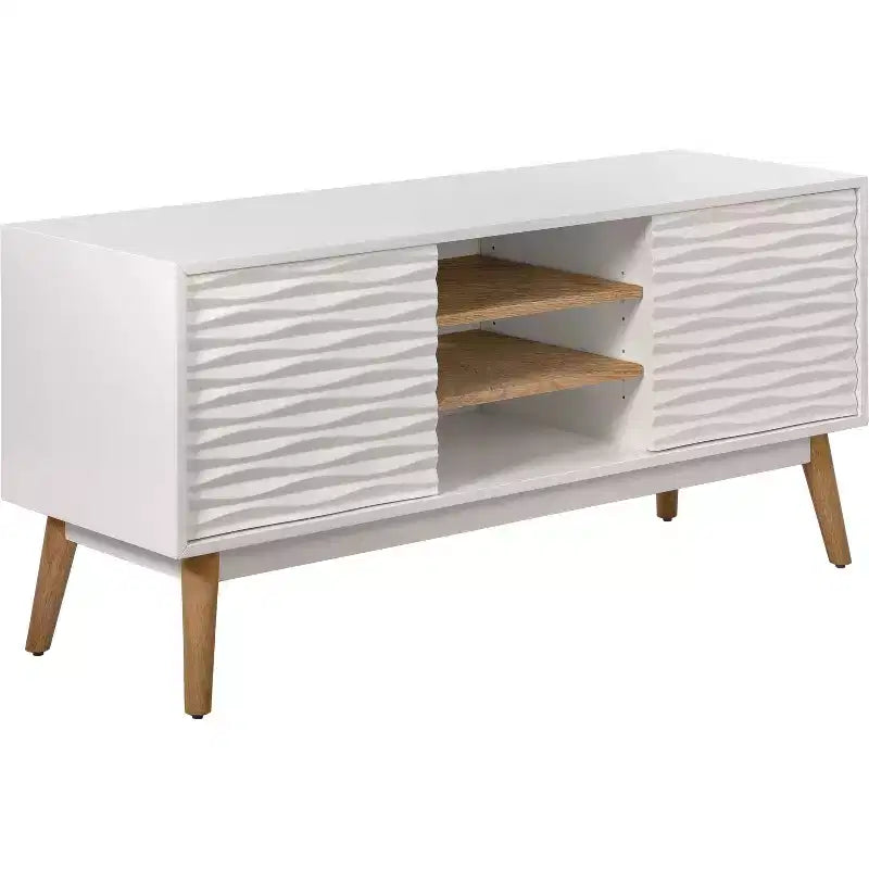 Meuble TV Blanc Français Rangement Géométrique