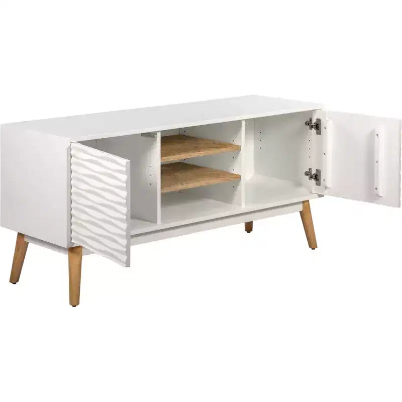 Meuble TV Blanc Français Rangement Géométrique