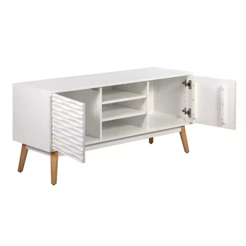 Meuble TV Blanc Français Rangement Géométrique