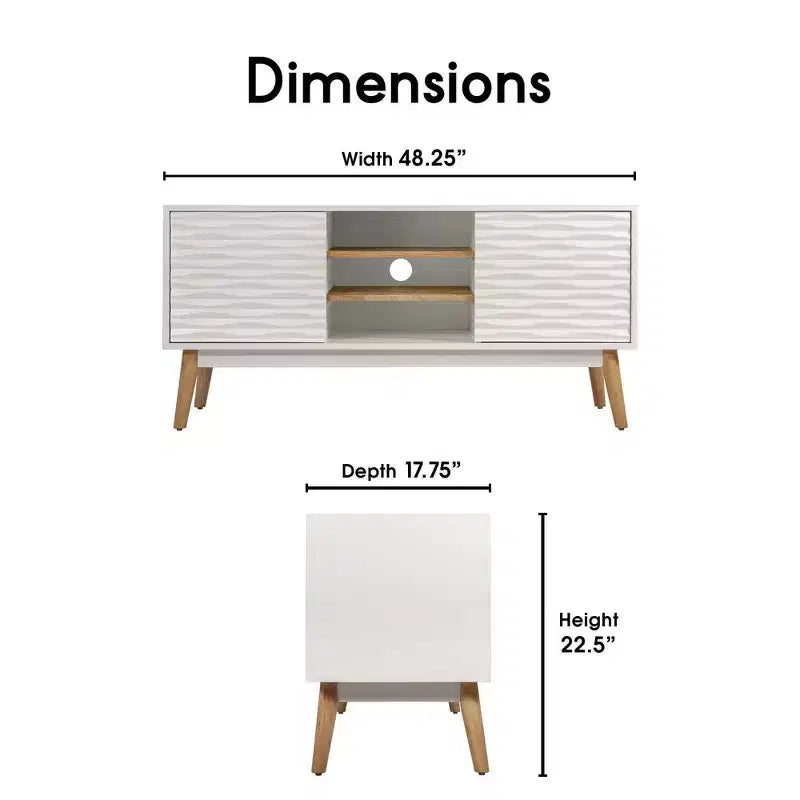 Meuble TV Blanc Français Rangement Géométrique