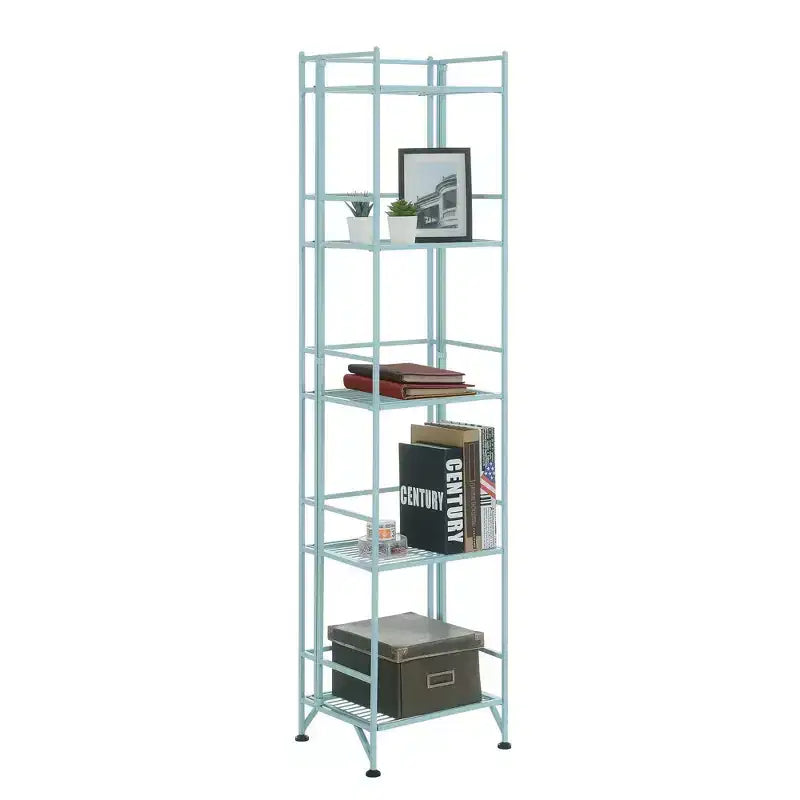 Étagère pliable en métal à 5 niveaux bleu mousse de mer