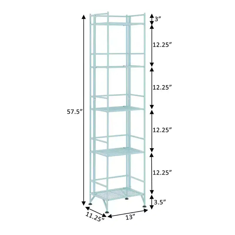 Étagère pliable en métal à 5 niveaux bleu mousse de mer