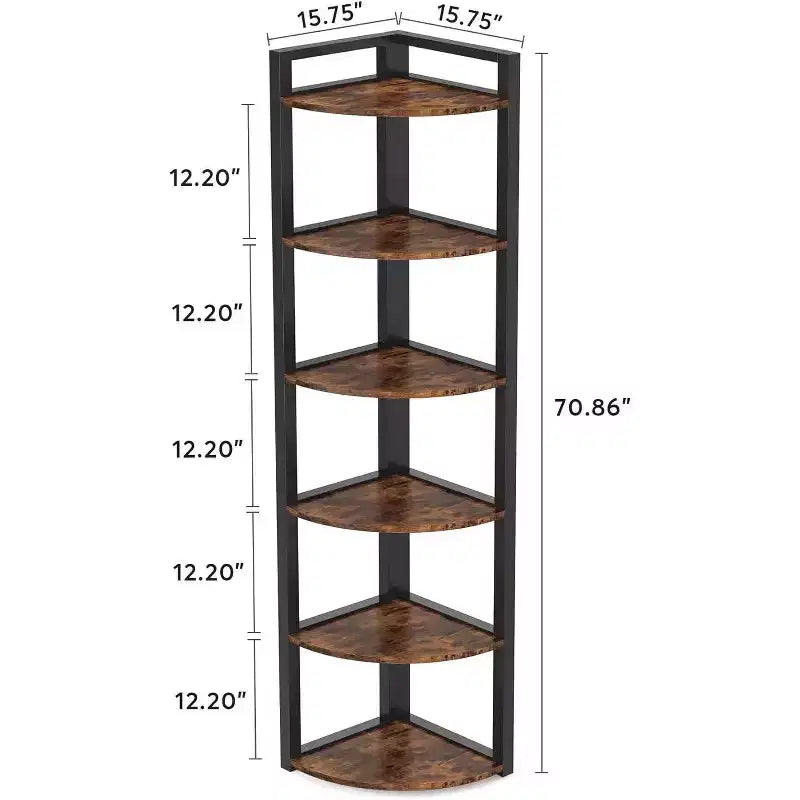 Étagère d'angle à 6 niveaux brun rustique