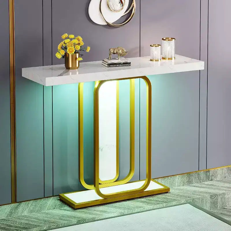 LITTLE TREE Modern Console Table White/Gold