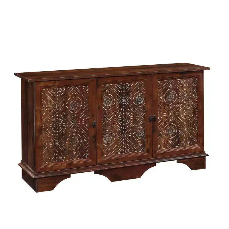 Viabella Storage Decorative Cabinet Curado Cherry - Sauder: Adjustable Shelves Lateral Bohemian Style