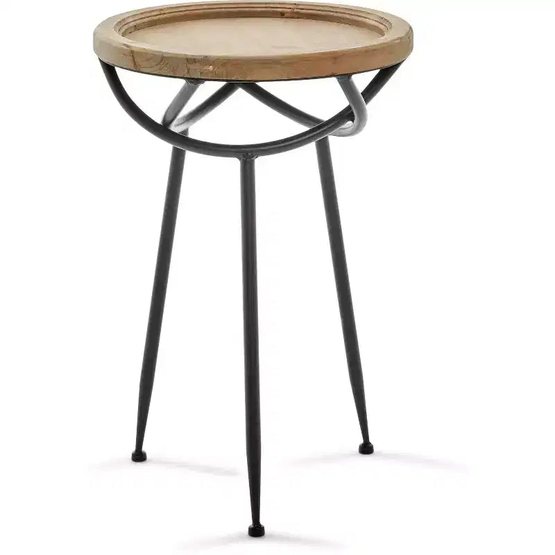 Easton Side Table Natural - Adore Decor: Modern Round No Assembly Required Iron & Wood Frame 24.5" Height