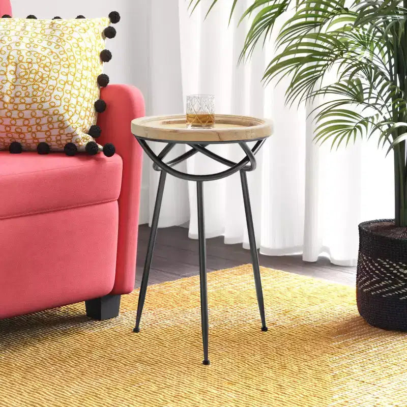 Table d'appoint ronde moderne naturelle