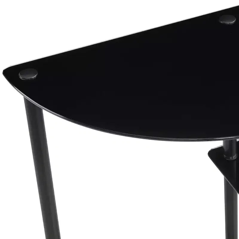 Table d'entrée/de couloir classique à 3 niveaux en verre, noir/noir